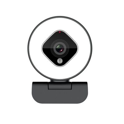 Webcam USB Fokus Otomatis 1080p 30fps dengan Lampu Cincin Peredupan Tanpa Langkah